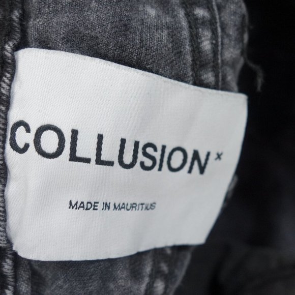 Collusion Jeans Womens 28 Gray Charcoal Wash Wide Leg High Rise Crop Denim - Picture 8 of 11